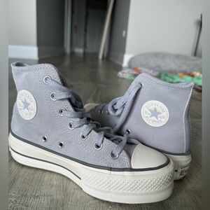 Converse Chuck Taylor All Star Lift Platform Suede High Top Fleece Grey